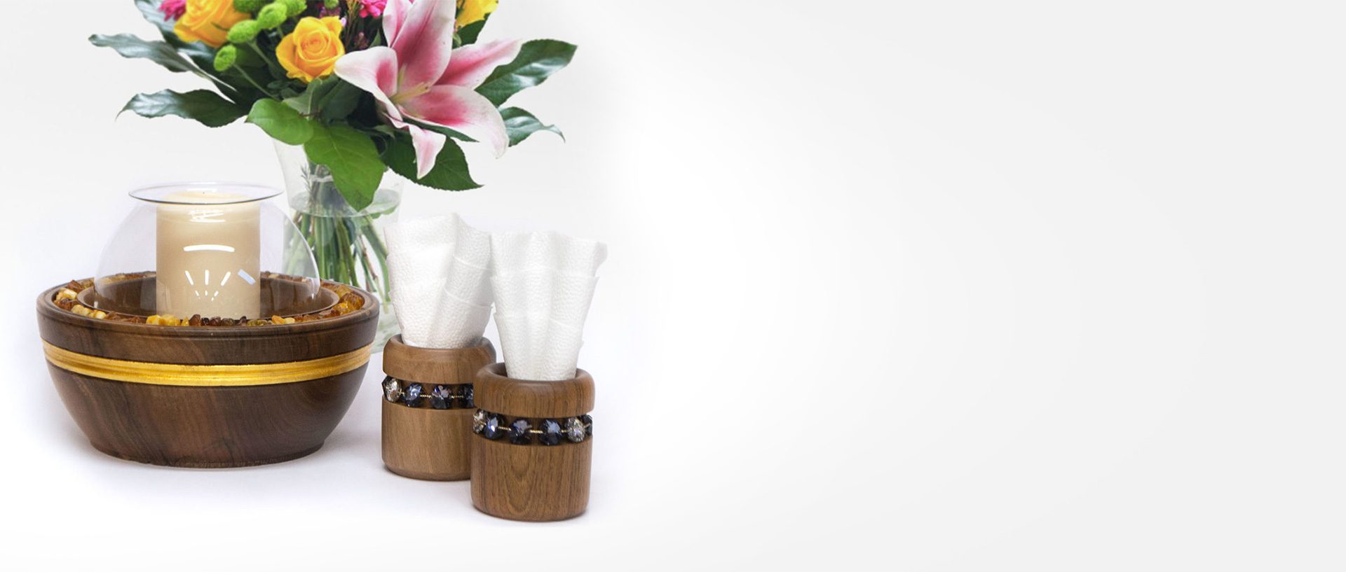 Hero image | Luxury candle holder and set of napkin holders BILLUR & AJMIA
